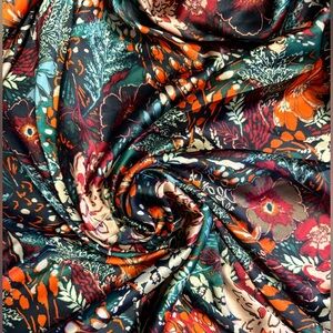 5.47 Yards of Satin- Luxurious Floral Patterned Fabric